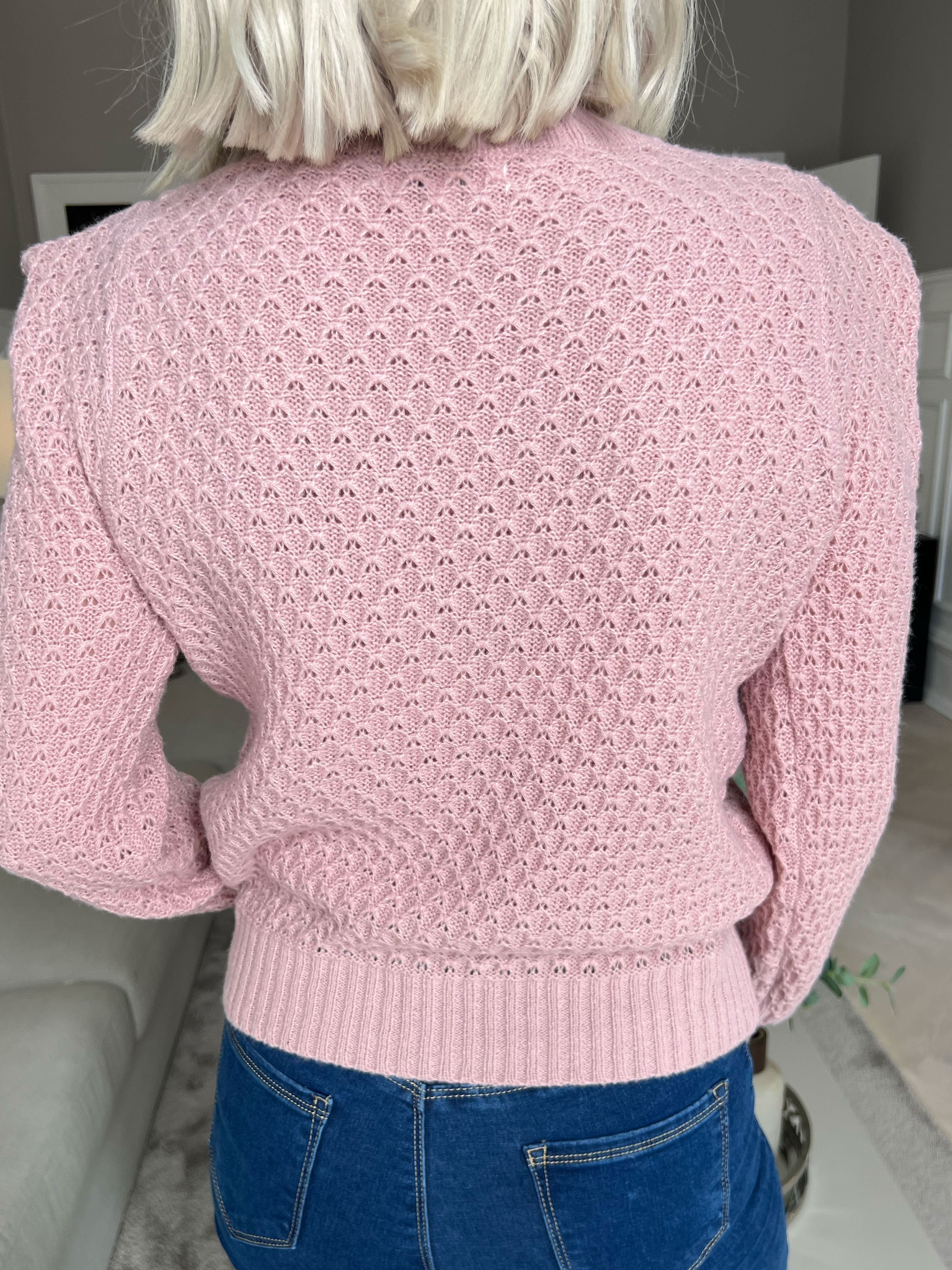 Taylor - Simpel stickad tröja med små puffärmar